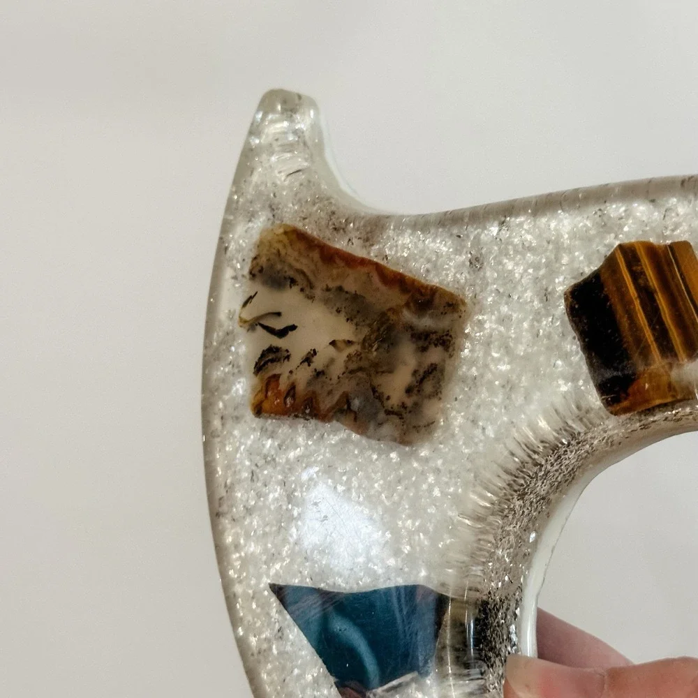 VTG MCM Lucite‎ Agate Ash Tray Base Glitter 8